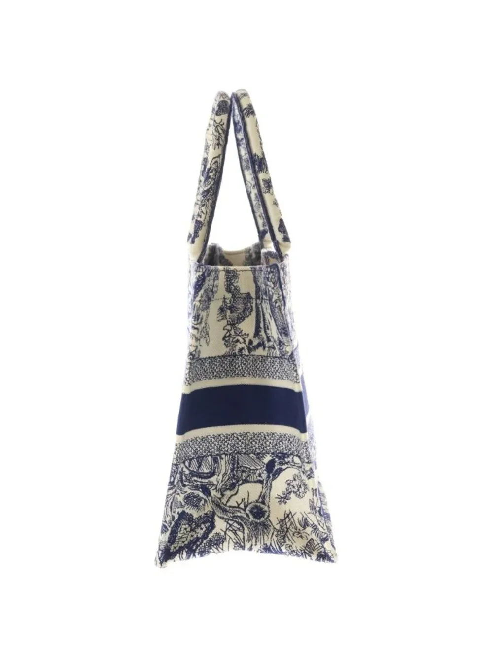 Dior Book Tote Toile de Jouy Handbag Navy Ivory Canvas
